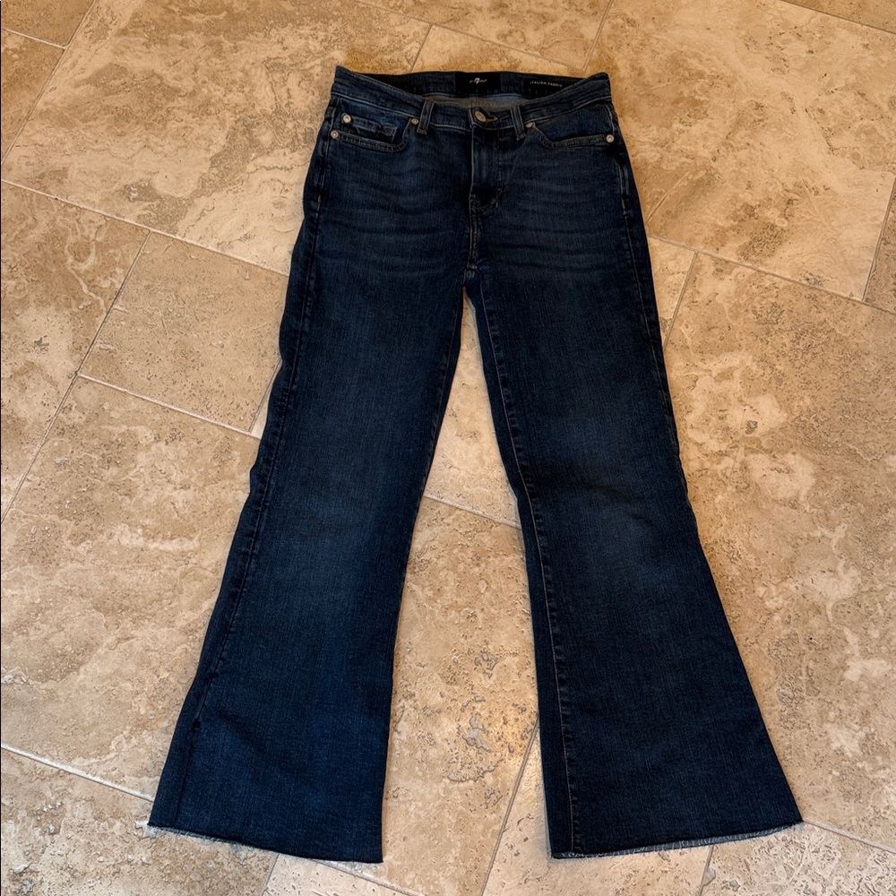 7 for all Mankind Cropped Flare Jeans with Raw Hem